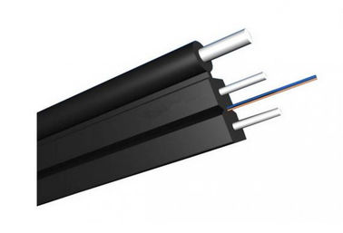 Qualité  Black LSZH Sheath 1 Core Indoor Digital Fibre Optic Cable With Steel Wire FRP Strengthen FTTH usine