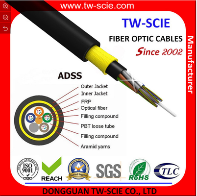 Tout le câble optique diélectrique ADSS de fibre de noyau de soutien 24 d'individu aucun matériel en métal dans la structure