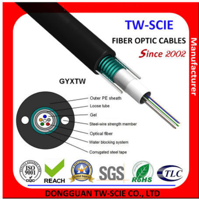 câble optique aérien de fibre de 4f 50/125Mm GYXTW avec la structure blindée de lumière d'Unitube