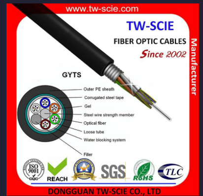 Fil d'acier multi optique blindé de SM de noyau du câble GYTS de fibre de durée de vie de noyau de la Chine 48 plus long