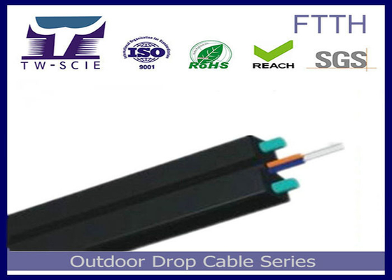 1-4 le câble d'interface du noyau FTTH FRP/porteur central d'acier a couvert le câble à fibres optiques plat
