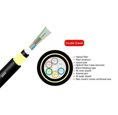 Cable à fibre optique SM à mode unique extérieur 12 24 noyau ADSS Cable à fibre aérienne SM non métallique