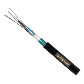 Câbles optiques extérieurs blindé de fibre de noyaux de bande en acier de GYTS 24 avec la gaine noire de HDPE