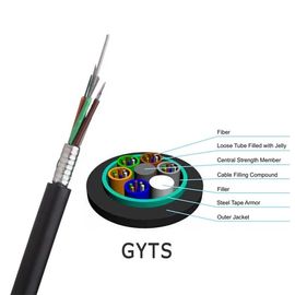 Le câble optique extérieur GYTS-aérien de fibre avec le tube lâche multi d'enterrement direct a ridé le câble blindé en acier pour