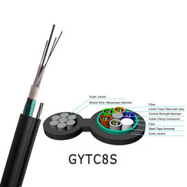 Câble extérieur optique blindé de fibre de fibre de soutien d'individu de noyau du câble 144 de forme du schéma 8 de GYTC8S