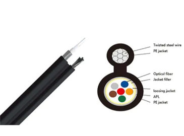Câble aérien autosuffisant de tube du schéma 8 d'individu de couleur lâche centrale de noir, 12 noyau F pour extérieur