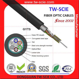 Câble optique évalué extérieur de fibre de 216 noyaux, câble optique blindé Gyts de la fibre Om3