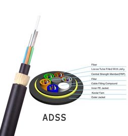 48 envergure externe noire autosuffisante de la couleur 100 de gaine de câble optique de fibre des noyaux ADSS