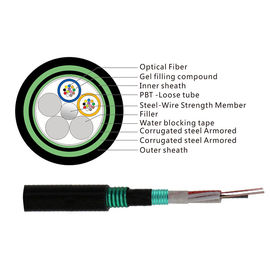 8 télécommunication échouée enterrée directe optique extérieure du câble GYTS53 de fibre de fibres
