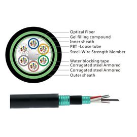 96 câble blindé échoué enterré direct optique blindé de tube lâche du câble GYTS53 de fibre de noyaux