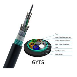 Mode unitaire blindé échoué par tube lâche de câble optique de fibre du noyau 2-144 aérien extérieur de GYTS