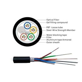 Tuyau simple en vrac GYTA à l'air extérieur et à conduit 24 câble à fibre optique SM à noyau avec membre de résistance en fil d'acier