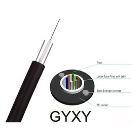 24 modes unitaires extérieurs du noyau G652D avec le câble optique GYXY de fibre de porteur central du fil d'acier deux