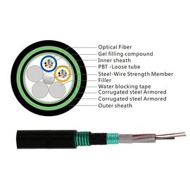Câble optique blindé de fibre d'anti enterrement direct souterrain du rongeur GYTA53