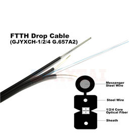 Câble optique autosuffisant extérieur de fibre du schéma 8 de mode unitaire de noyau du câble d'interface de GJYXCH/GJYXFCH FTTH 1/2/4