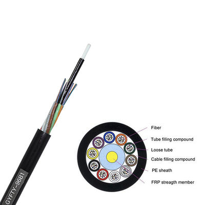 Mode unitaire aérien noir GYFTY 6/12/24 paire de FRP de câble à fibre optique de tube lâche