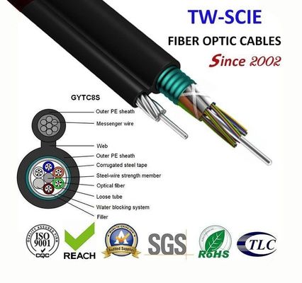 OEM 8 12 24 câbles optiques aériens autosuffisants de fibre du schéma 8 du noyau FIG8 (GYTC8S)