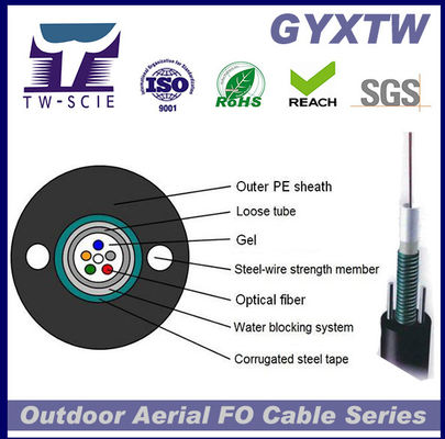 Petit diamètre blindé de câble optique de fibre de noyau de GYXTW 12 flexible