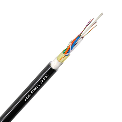 12 câble optique aérien autosuffisant extérieur de fibre de l'envergure 100m ADSS de Fibra Optica ADSS des prix jacketFactory simples de noyau