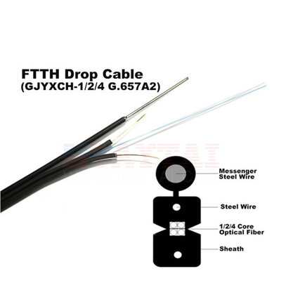 Le schéma autosuffisant extérieur 8 de mode unitaire de noyau du câble d'interface de GJYXCH FTTH 1/2/4