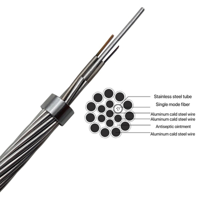 36 câble autosuffisant de fibre optique de communication du câble OPGW de noyau pour le remplacement du fil de masse d'aerail