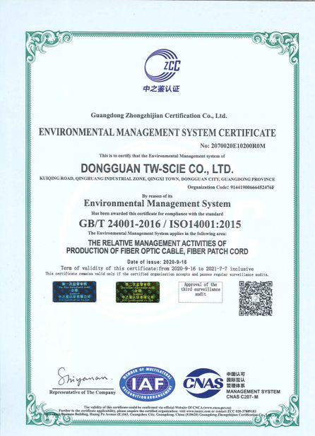 LA CHINE DONGGUAN TW-SCIE CO., LTD. certifications